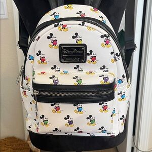 Loungefly White Mini Backpack with Colorful Mickey Print